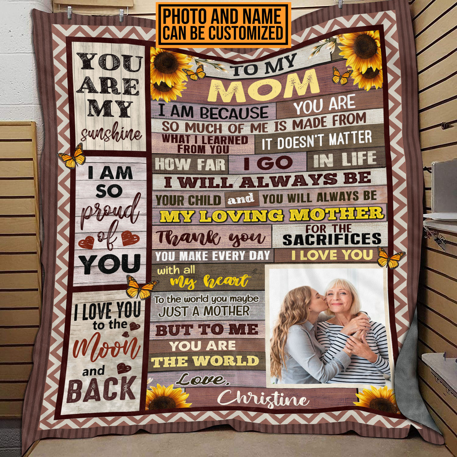 Personalized Photo To My Mom I Am Because You Are So Much Of Me Fleece Blanket - Throw Blanket