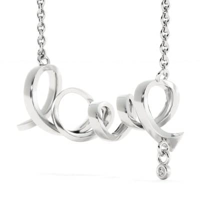 Scripted Love Necklace (14K White Gold)