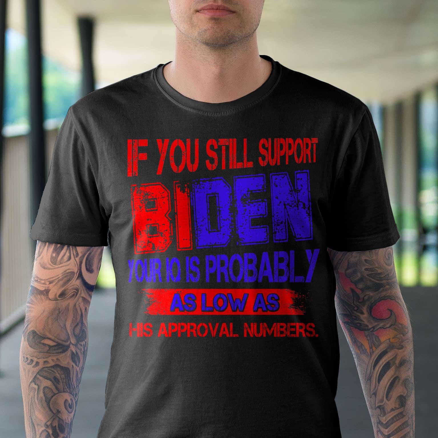 Alternative view of If You Still Support Biden Your IQ Is Probably As Low As His Approval Numbers Anti Biden T-Shirt