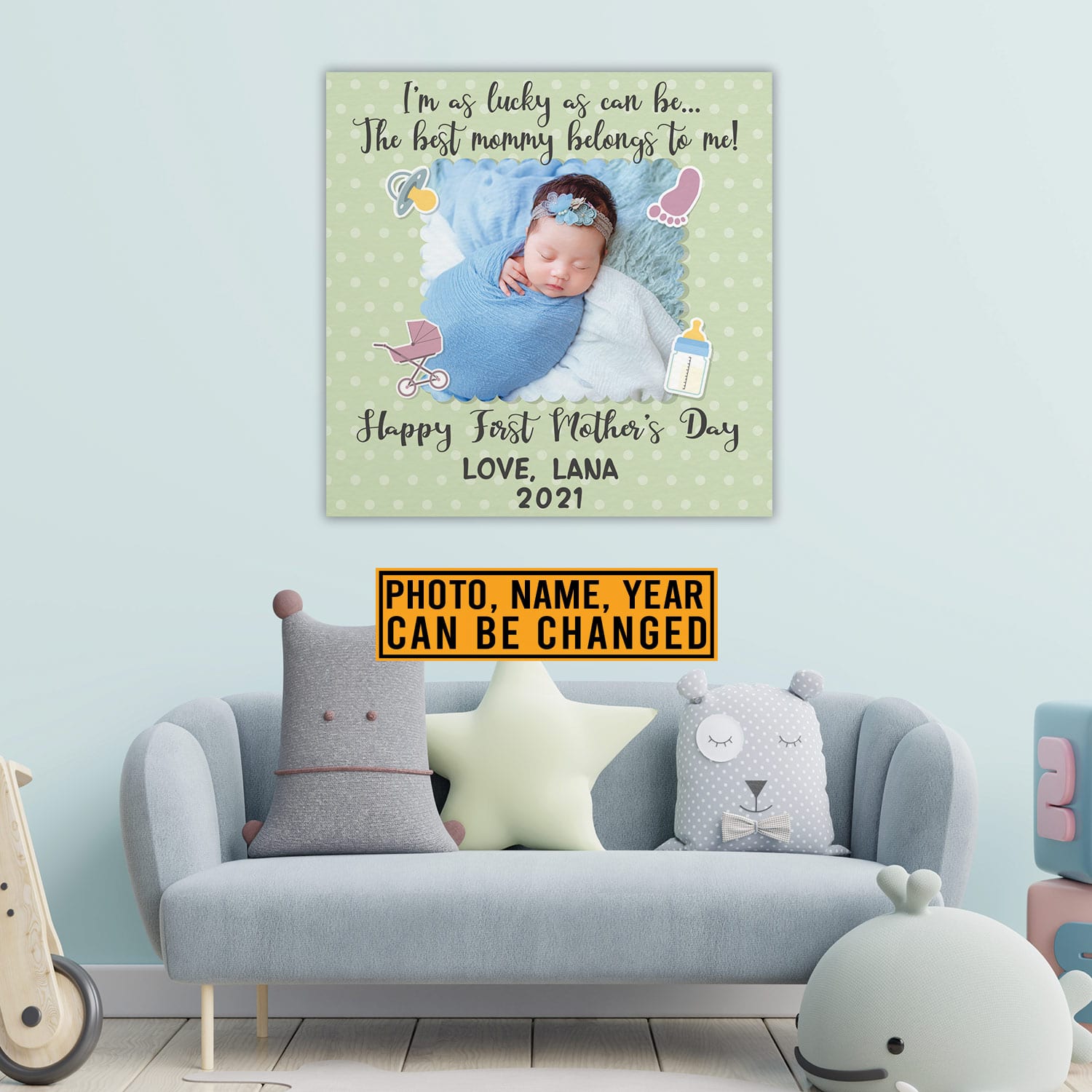 Alternative view of Custom Photo I'm As Lucky As Can Be The Best Mommy Belongs To Me Happy First Mother's Day Canvas Prints - Poster