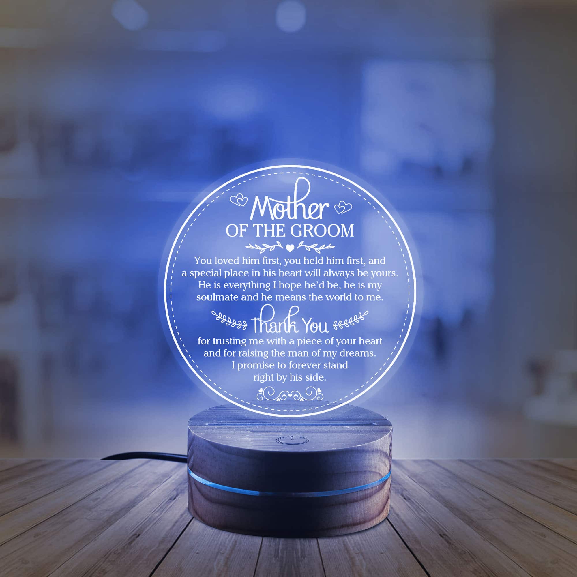 Alternative view of Thank You for Trusting Me with A Piece of Your Heart Night Light - Mother of The Groom Gifts