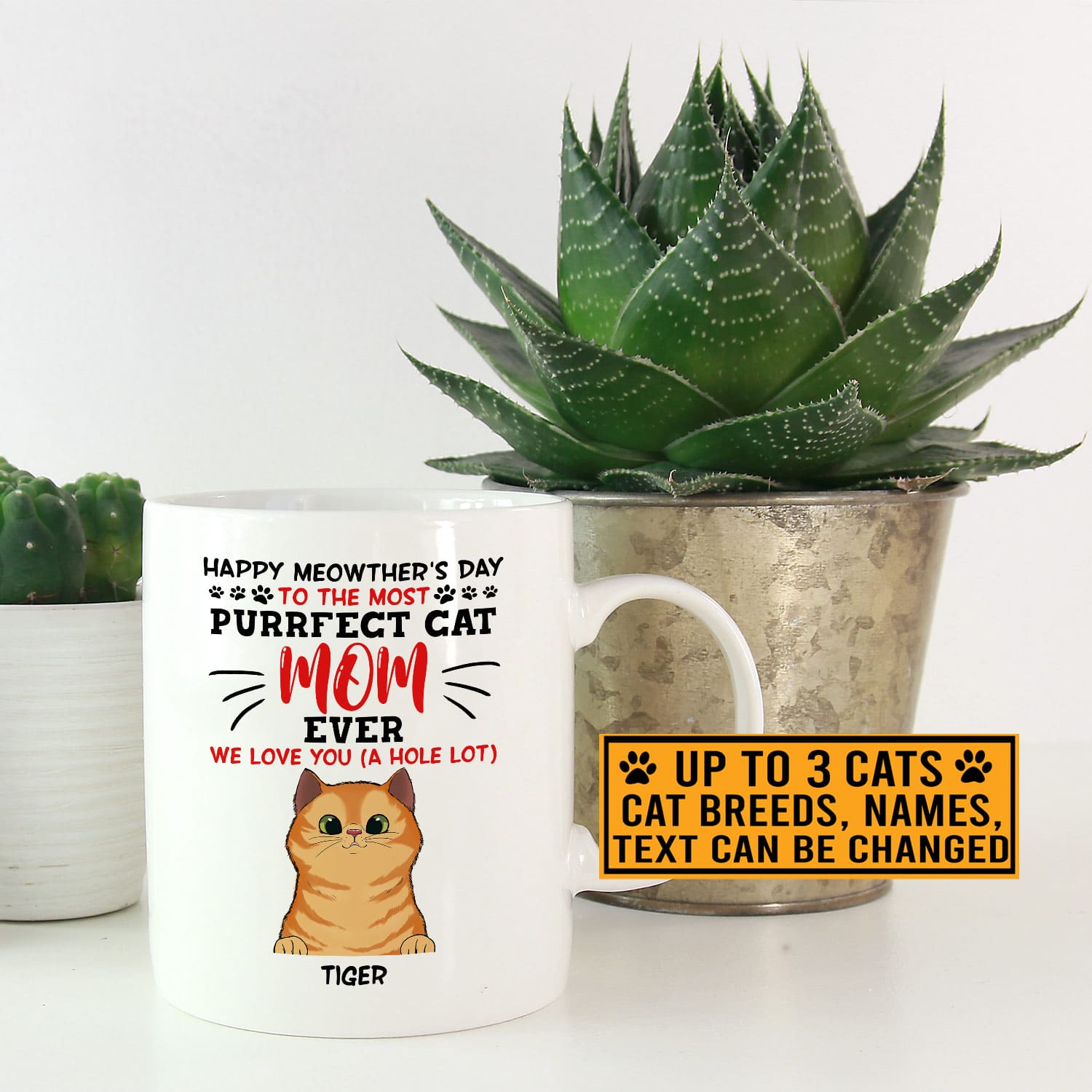 Alternative view of Personalized Cat Breeds Happy Meowther's Day To The Most Purrfect Cat Mom Ever Ceramic Coffee Mug - Water Bottle