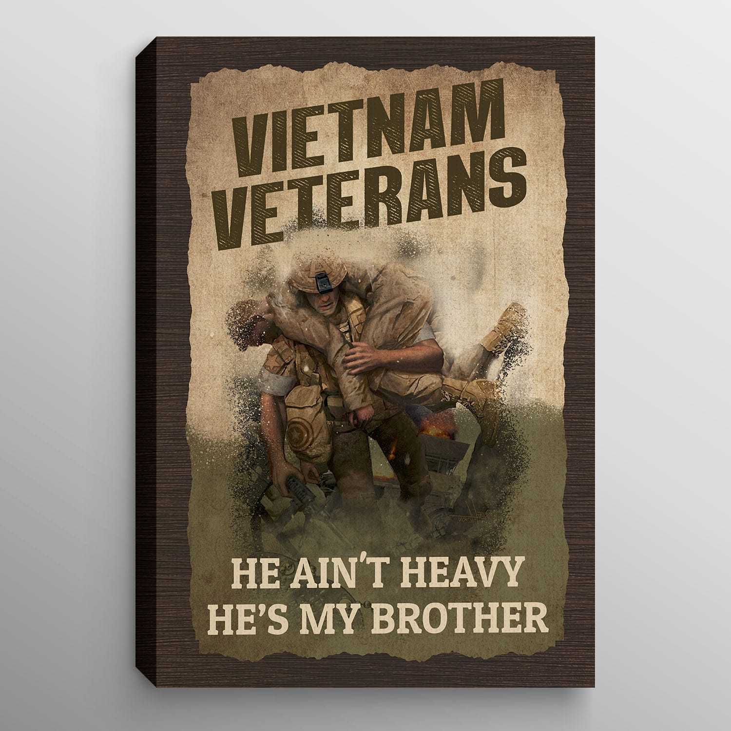 Vietnam Veterans He Ain't Heavy He's My Brother Canvas Prints - Vietnam Veteran Memorial Poster