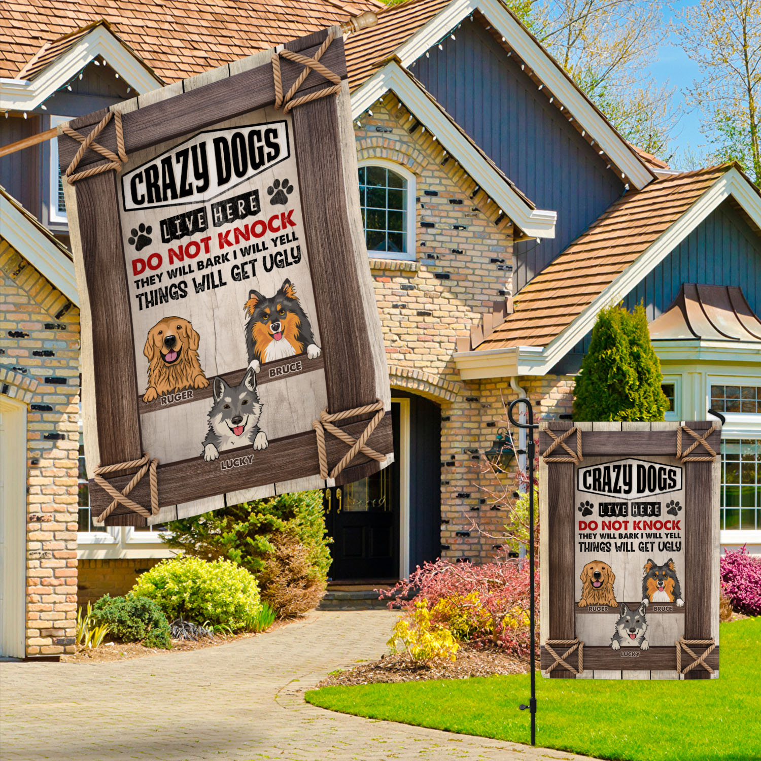 4VT. Crazy Dogs Live Here flag mk6