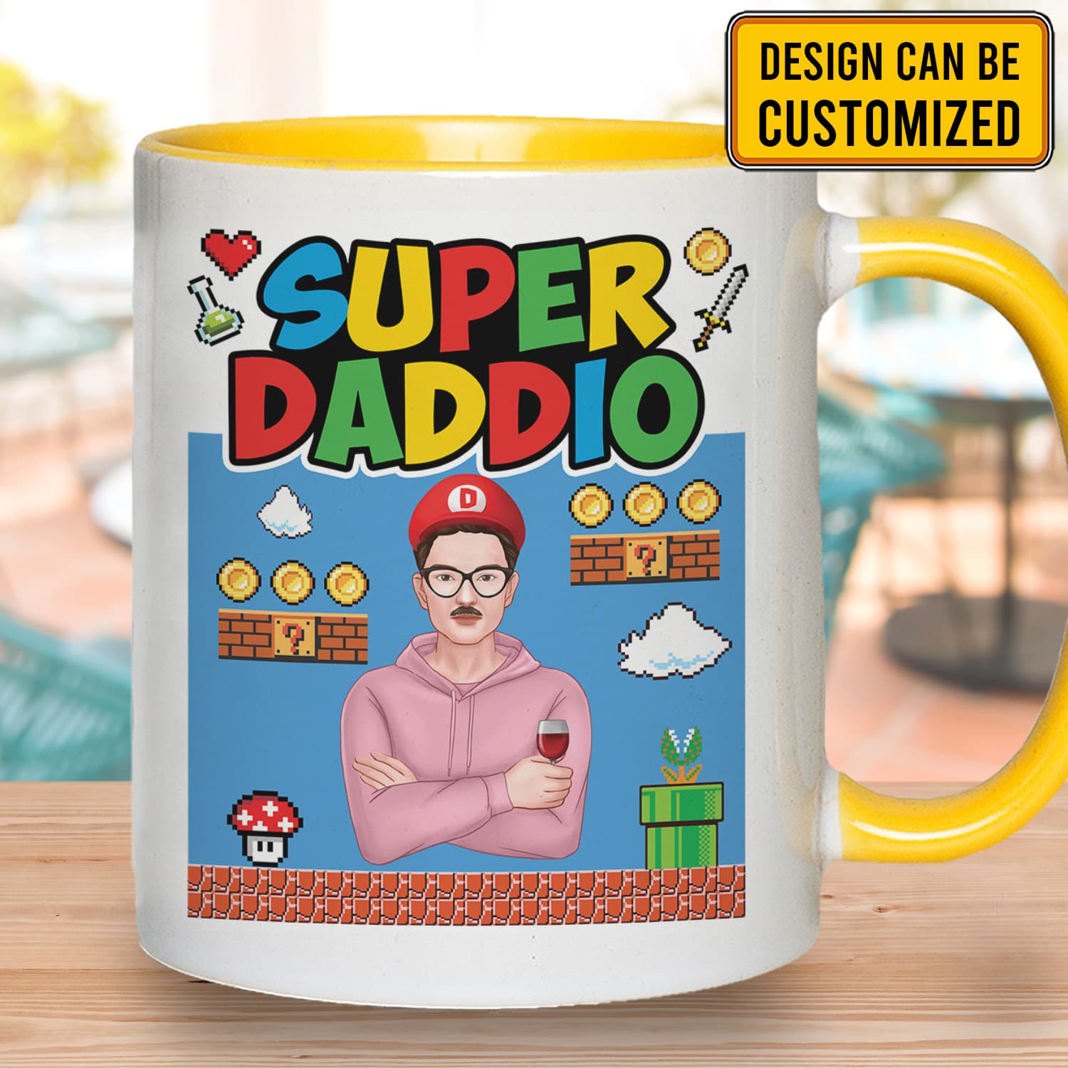 Alternative view of Super Daddio Gifts Funny Fathers Day Gifts Personalized Accent Mug - Ceramic Coffee Mug - Beer Stein - Water Bottle