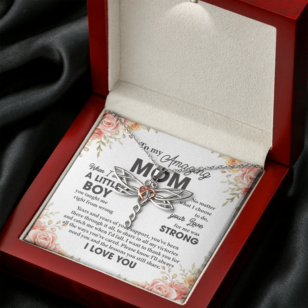 Alternative view of To My Amazing Mom When I Was a Little Boy You Taught Me Right from Wrong I Love You Love Knot Necklace - Gift for Mom from Son