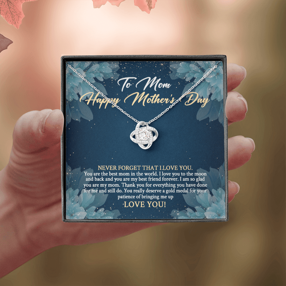 To Mom Happy Mother's Day Never Forget That I Love You Love Knot Jewelry Necklace