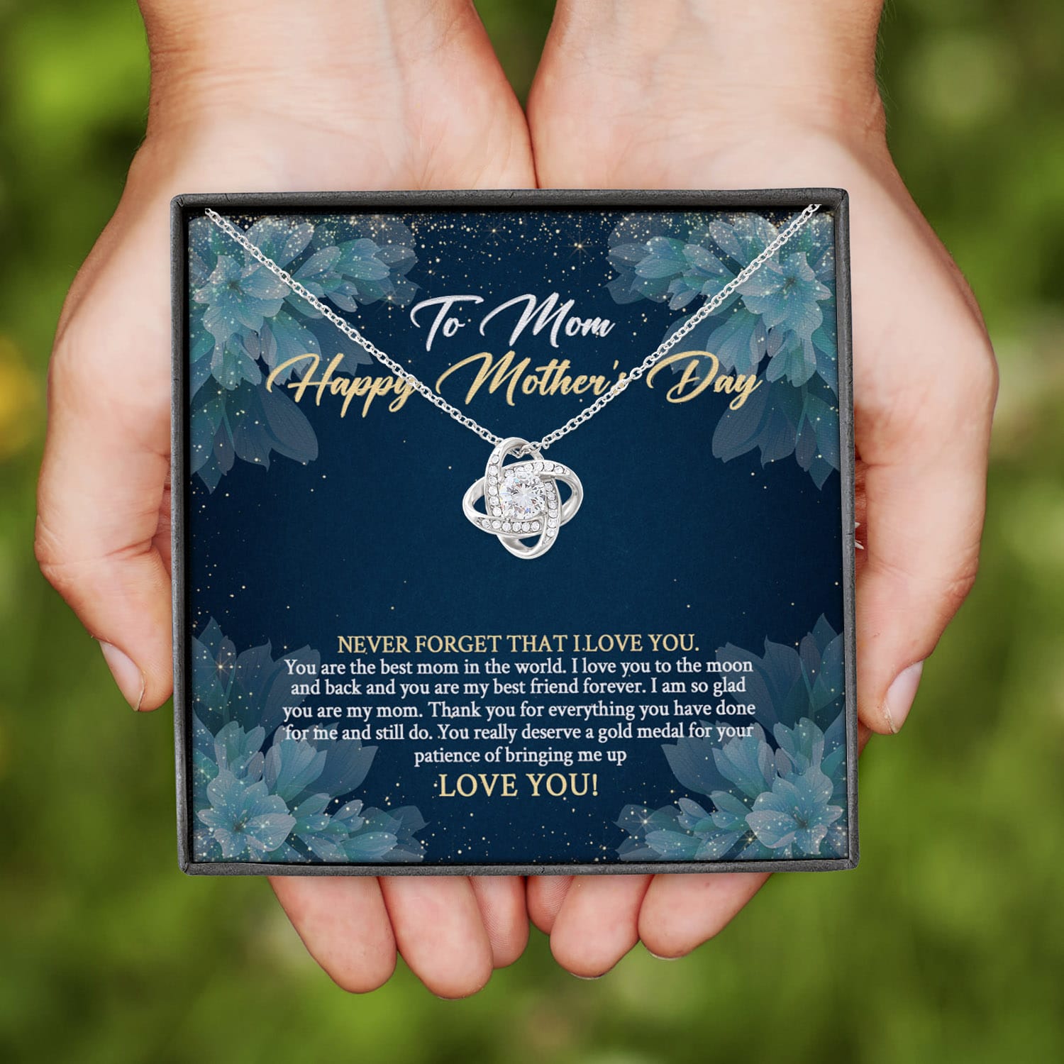 Alternative view of To Mom Happy Mother's Day Never Forget That I Love You Love Knot Jewelry Necklace