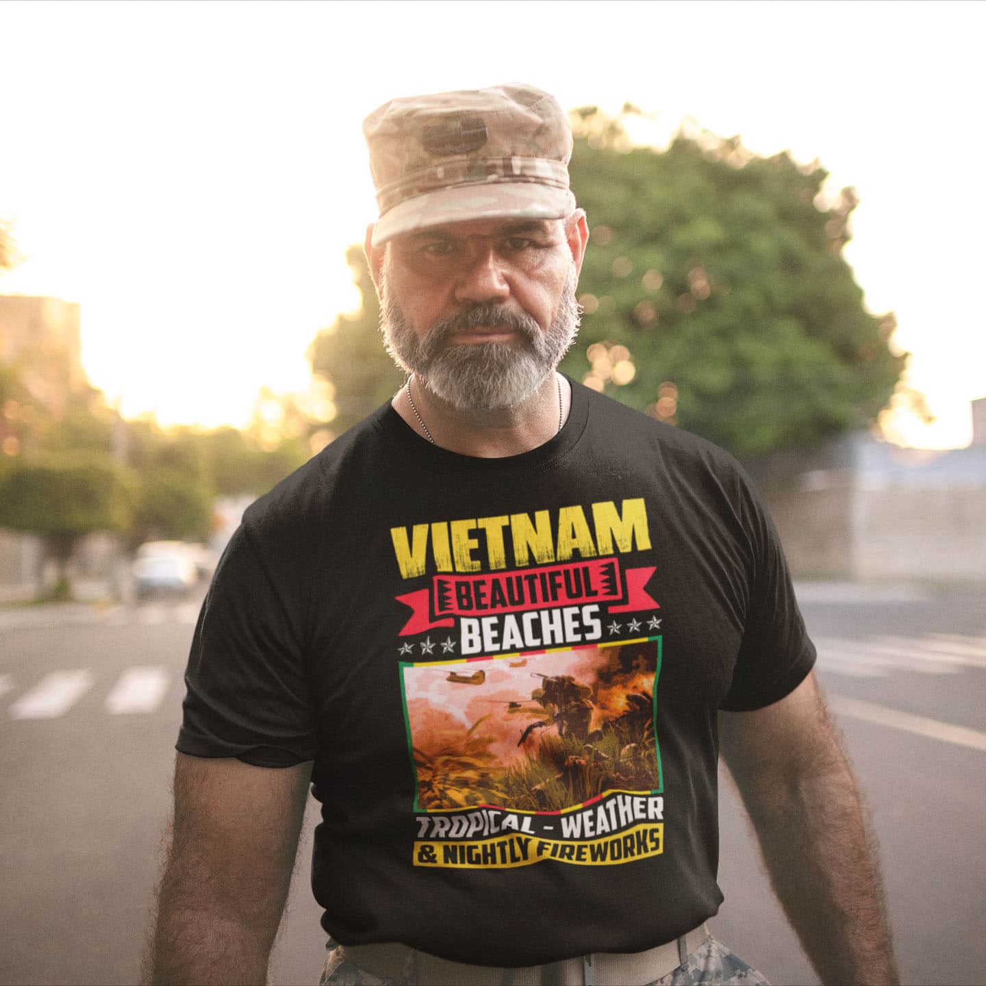 Alternative view of Vietnam Beautiful Beaches Tropical Weather And Nightly Fireworks Funny Vietnam Veteran T-Shirt