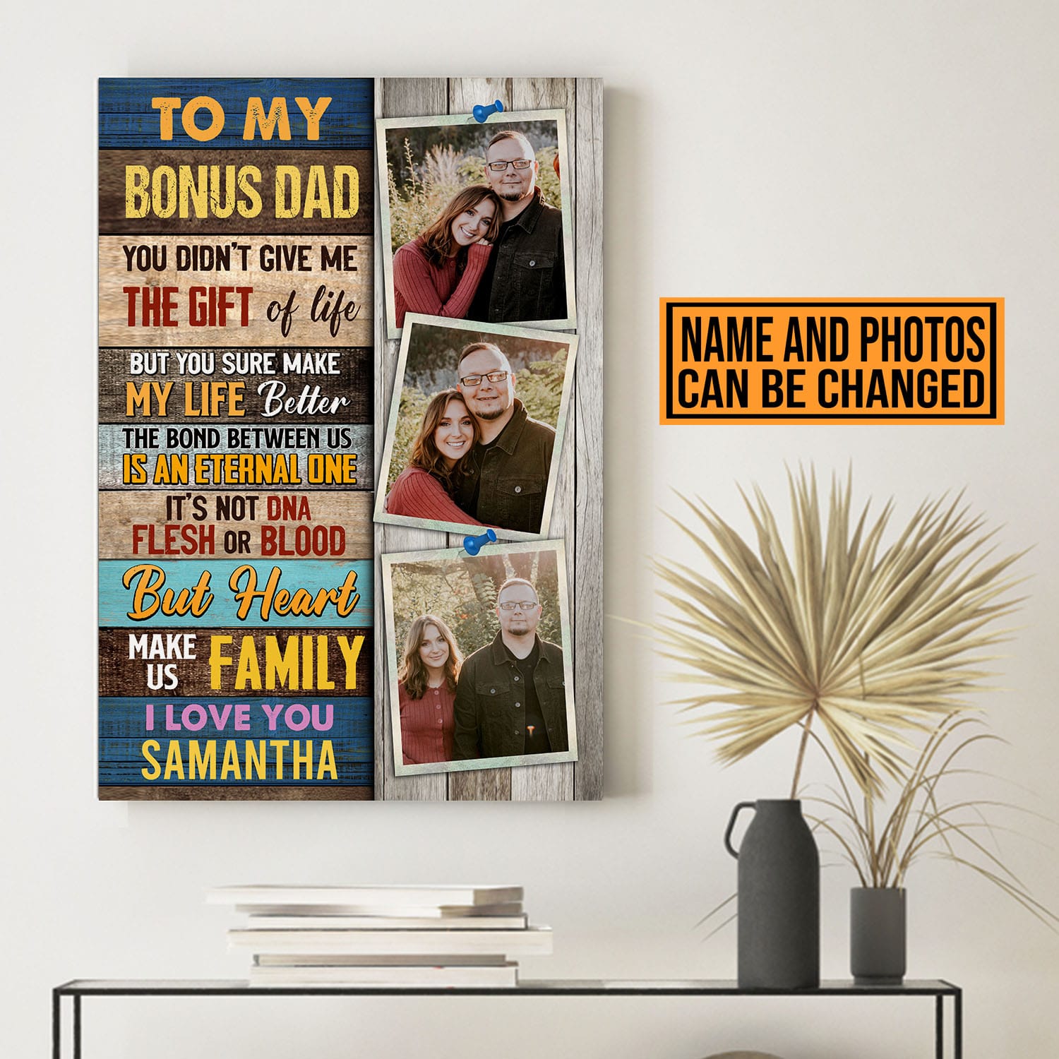Alternative view of Personalized To My Bonus Dad You Didn't Give Me The Gift Of Life Canvas Prints - Poster - Custom Step Dad Gifts