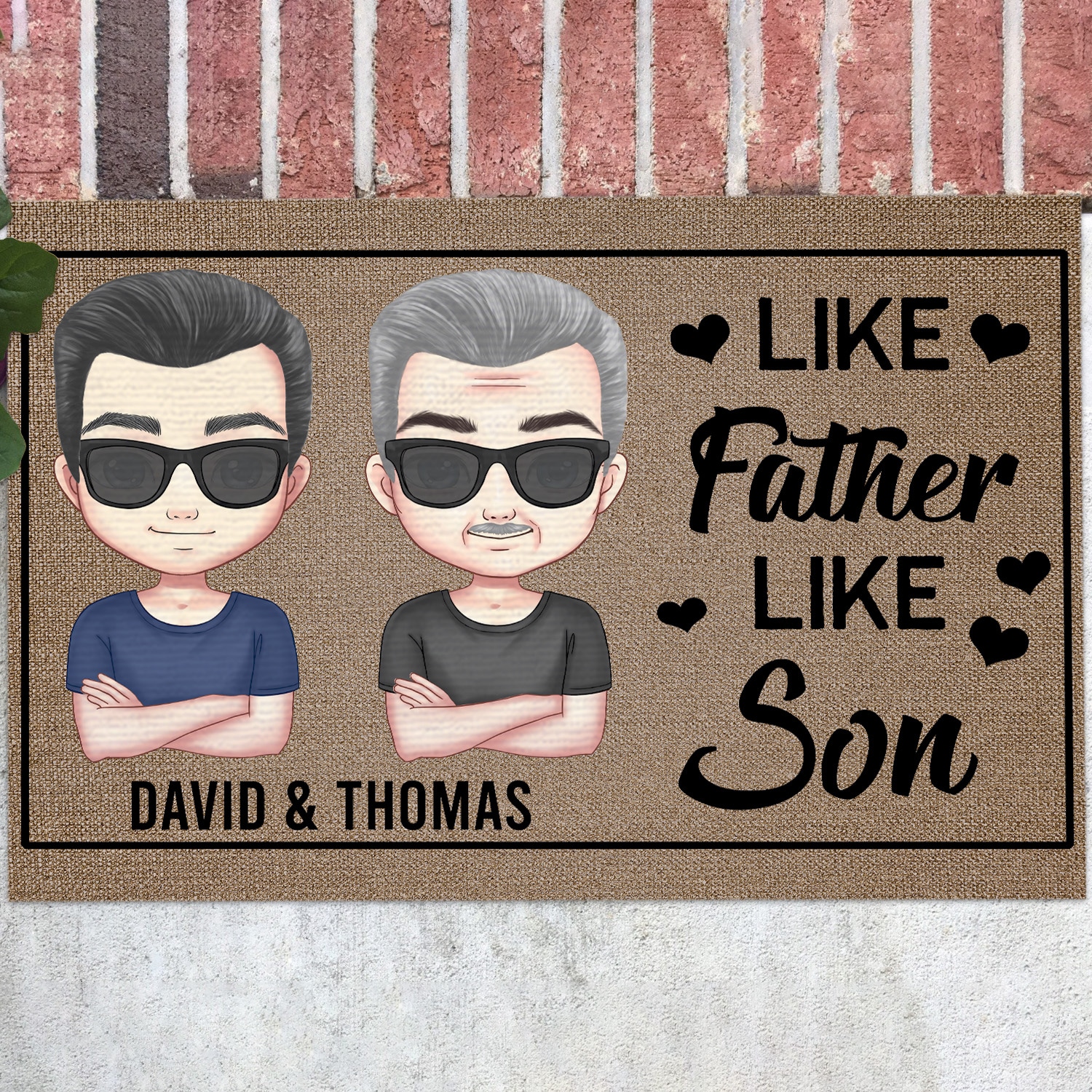 Alternative view of Personalized Like Father Like Son Funny Outdoor House Doormat - Custom Fathers Day Gift From Son