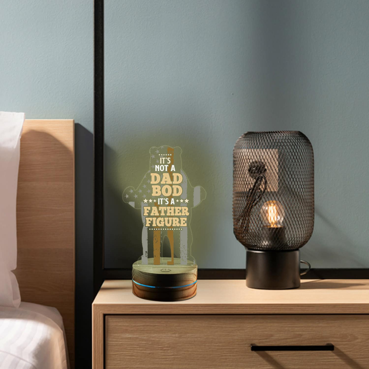 Alternative view of It's Not A Dad Bod It's a Father Figure Birthday Gifts for Dad From Daughter Son - Fathers Day Gift For Dad - Dad Bod American Flag Night Light