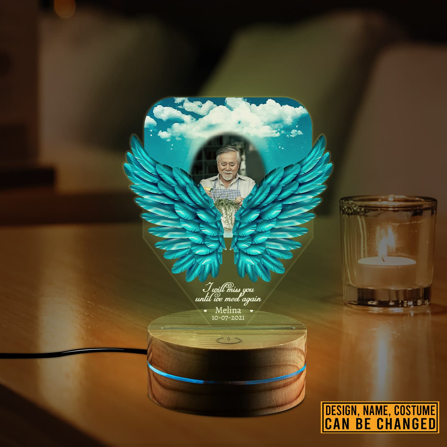 Personalized Photo Passover Gifts I Will Miss Yow until We Meet Again Led Night Light Multi Color - Bedroom Decor