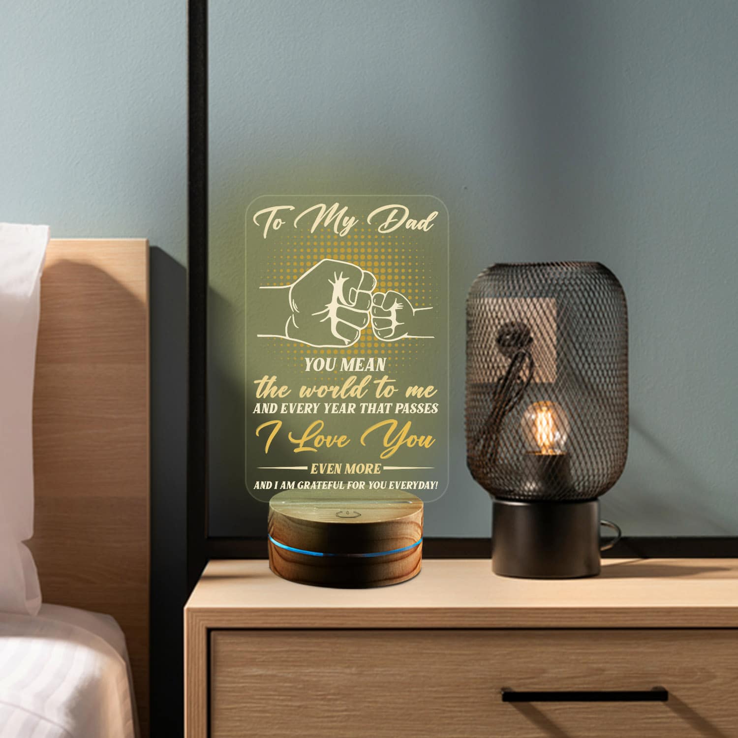 To My Dad You Mean The World To Me Night Light, Best Dad Birthday Gifts from Daughter Son - Fathers Day Gifts for Dad