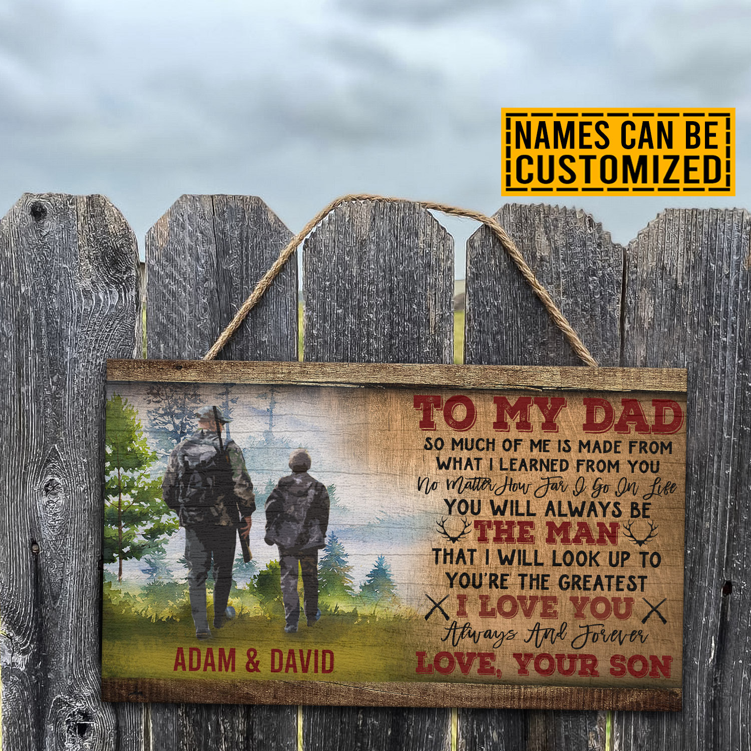 3VT. Hunting To My Dad door sign mk3