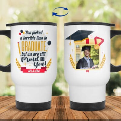 14 oz. White Travel Mug