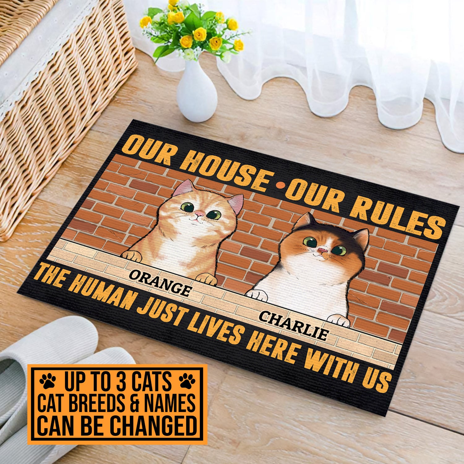 1VT. Cat Our House Our Rules doormat mk2