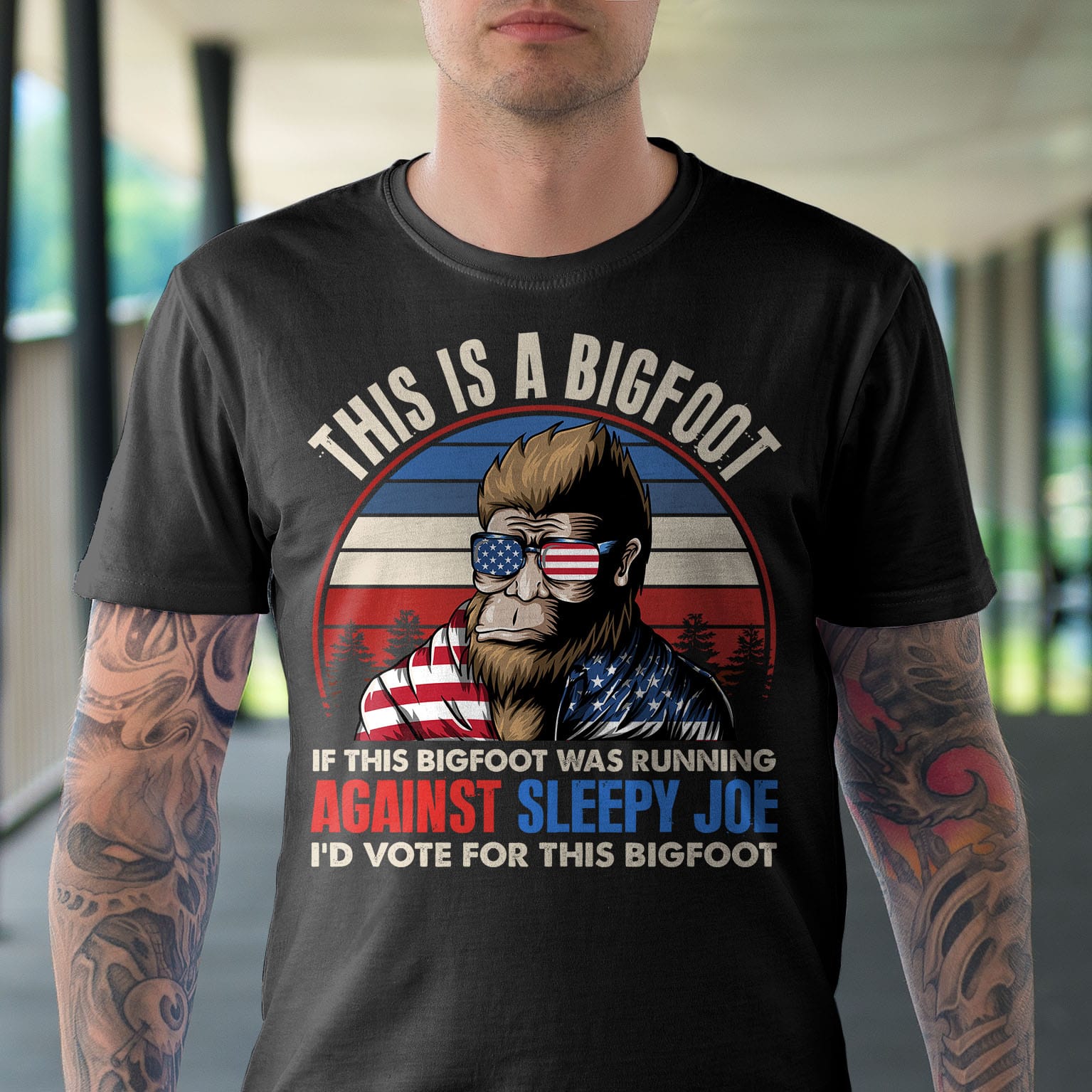 Alternative view of This Is A Bigfoot If This Bigfoot Was Running Against Sleepy Joe I'd Vote For The Bigfoot T-Shirt