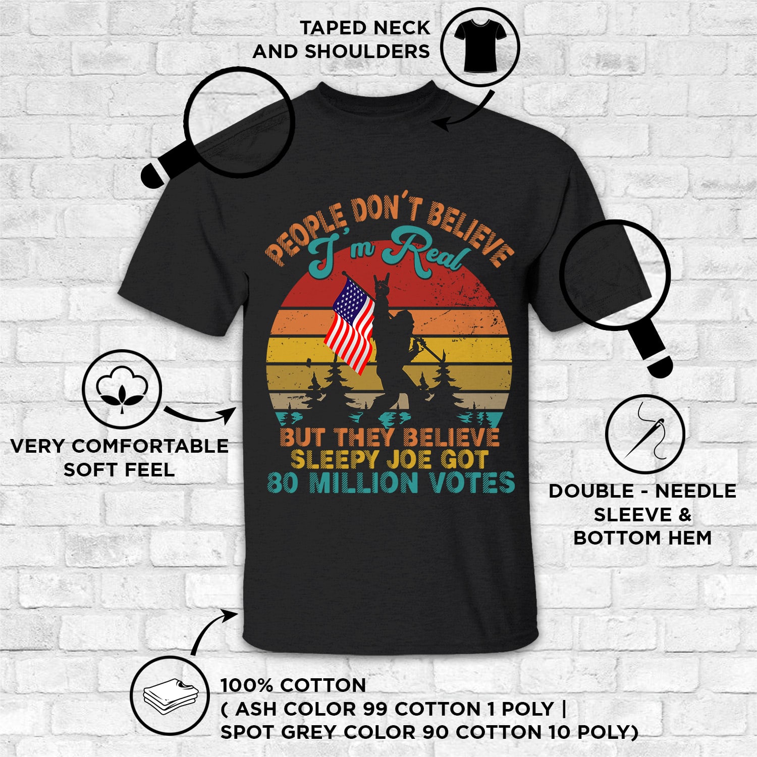 Alternative view of People Don't Believe I'm Real But They Believe Sleepy Joe Got 80 Million Votes Vintage T-Shirt