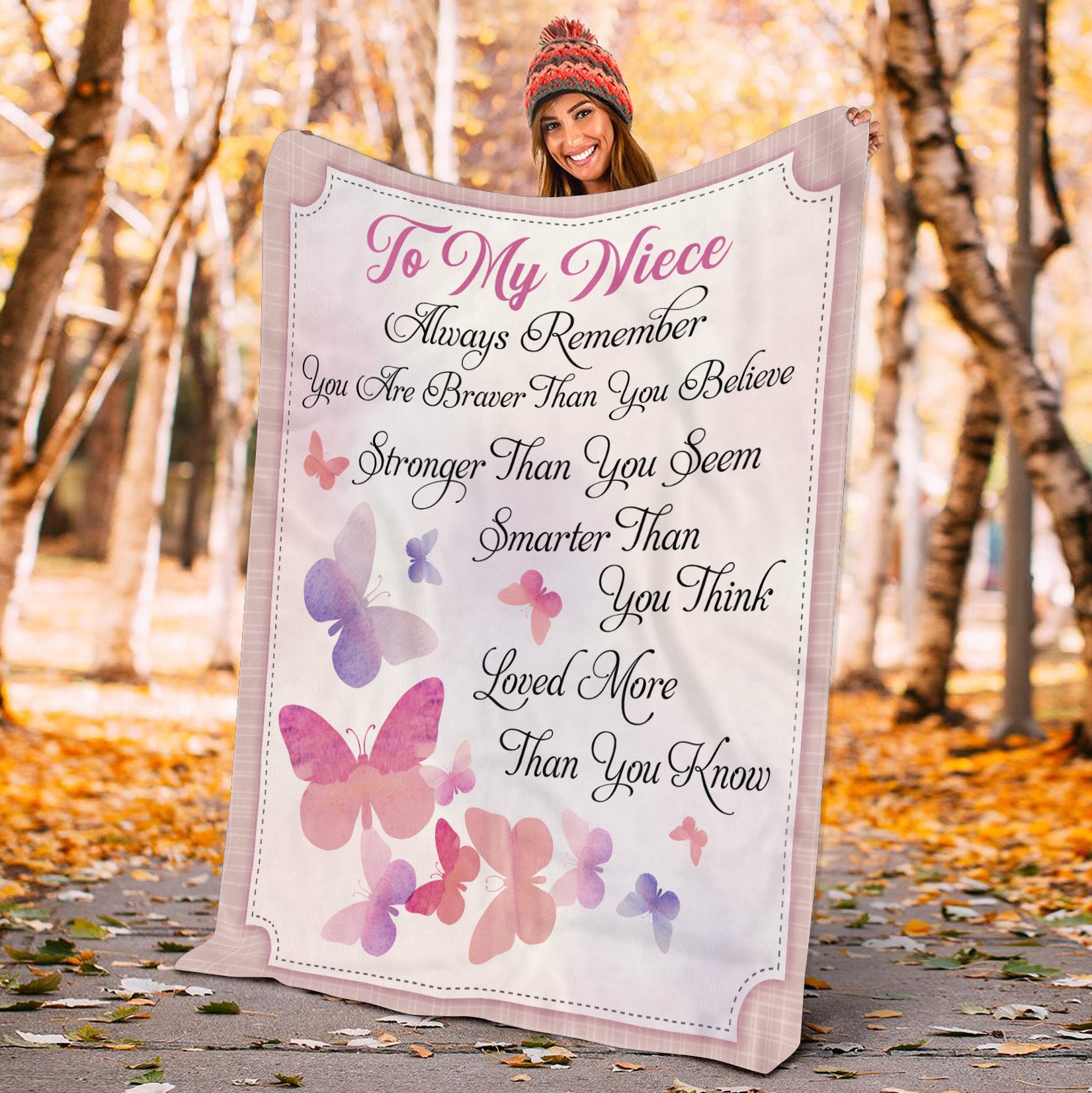 Alternative view of To My Niece Always Remember You Are Braver than You Believe Stronger than You Seem Smarter than You Think Throw Blanket