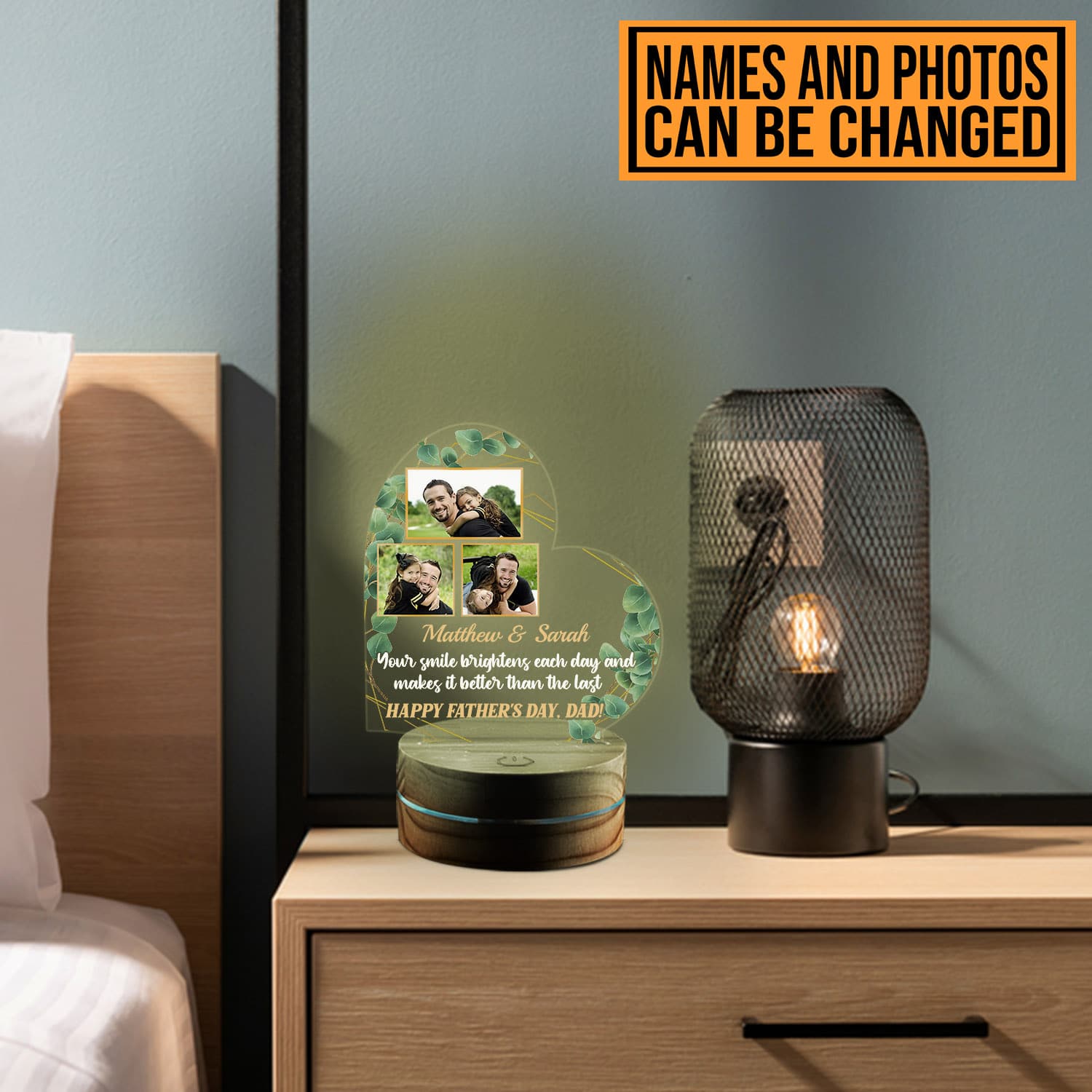 Alternative view of Personalized Photo Fathers Day Gifts Your Smile Brightens Each Day Led Night Light Multi Color - Bedroom Decor