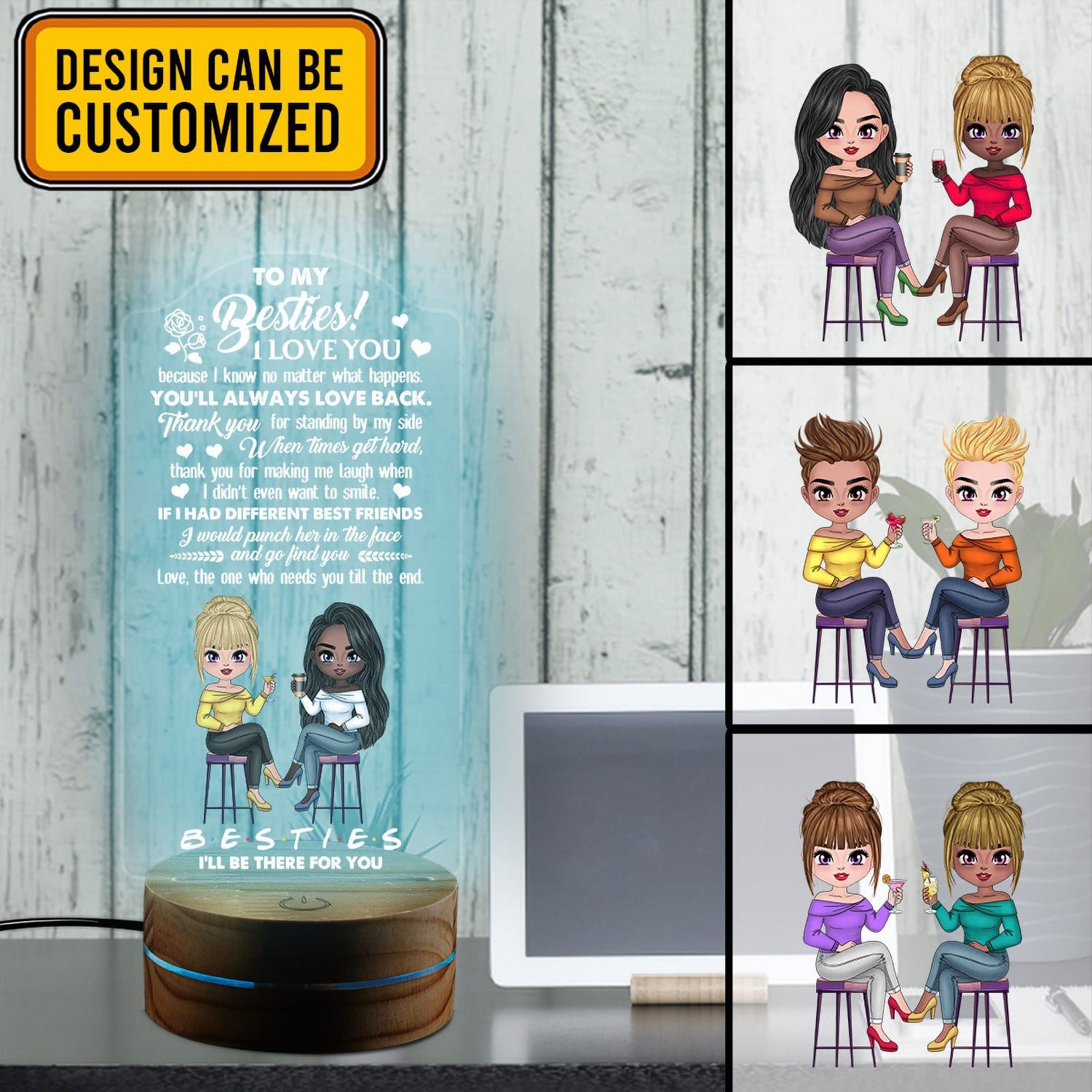 Alternative view of To My Bestie I Love You Because I Know No Matter What Happens Thank You for Standing by My Side Night Light - Custom Clipart Led Light Gift for Bestie