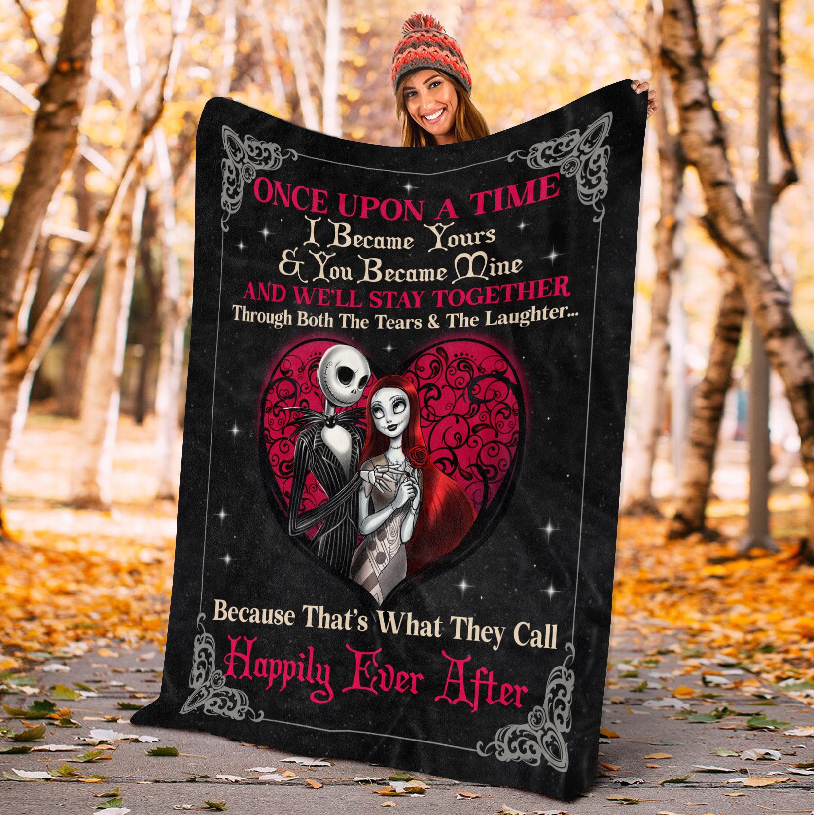 3. Once Upon A Time Skellington Sally Blanket Mockup 7