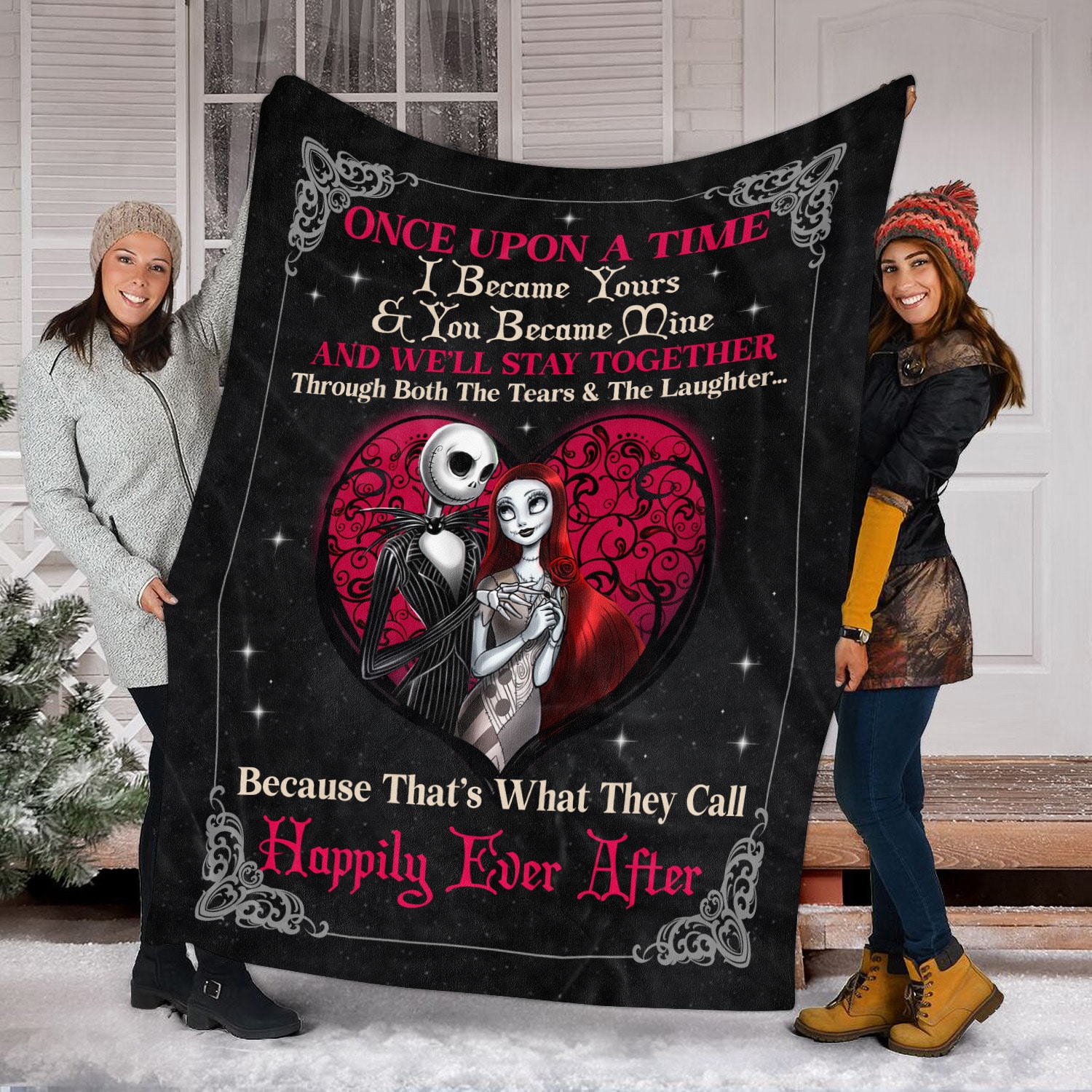 3. Once Upon A Time Skellington Sally Blanket Mockup 8