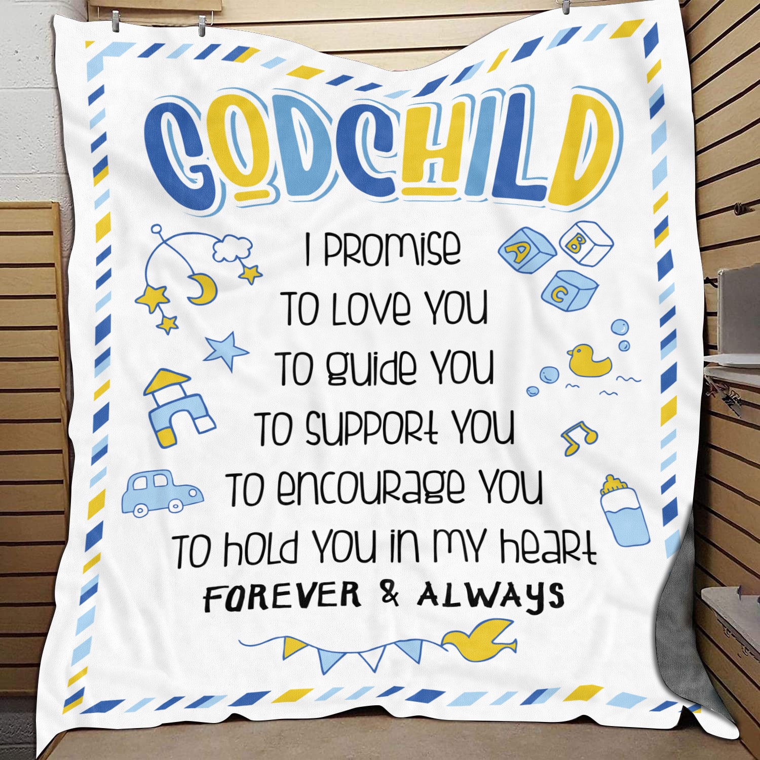 God Child I Promise to Love You Guide You Support You Encourage You to Hold You in My Heart Blanket - Religious Sherpa Blanket for Baby