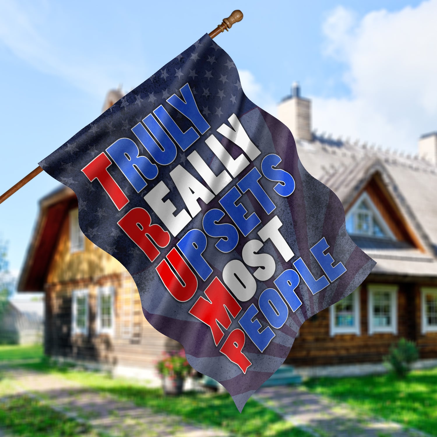 4O. Truth Really Upsets (30x40) House Flag Mockup 5