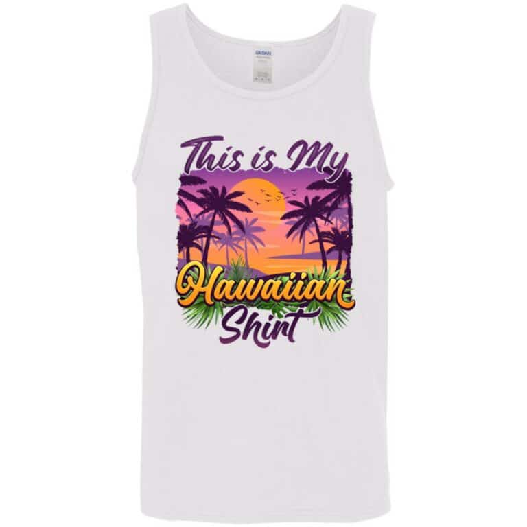 2. Hawaiian Shirt (5), White, Unisex Tank Top