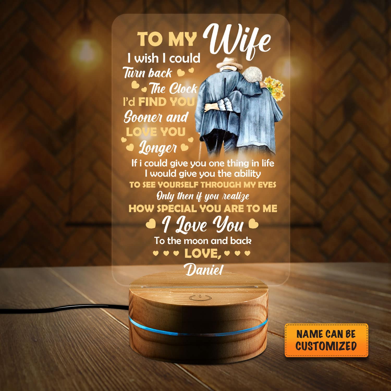 Personalized To My Wife I Wish I Could Turn Back the Clock I'd Find You Sooner 2D Night Light