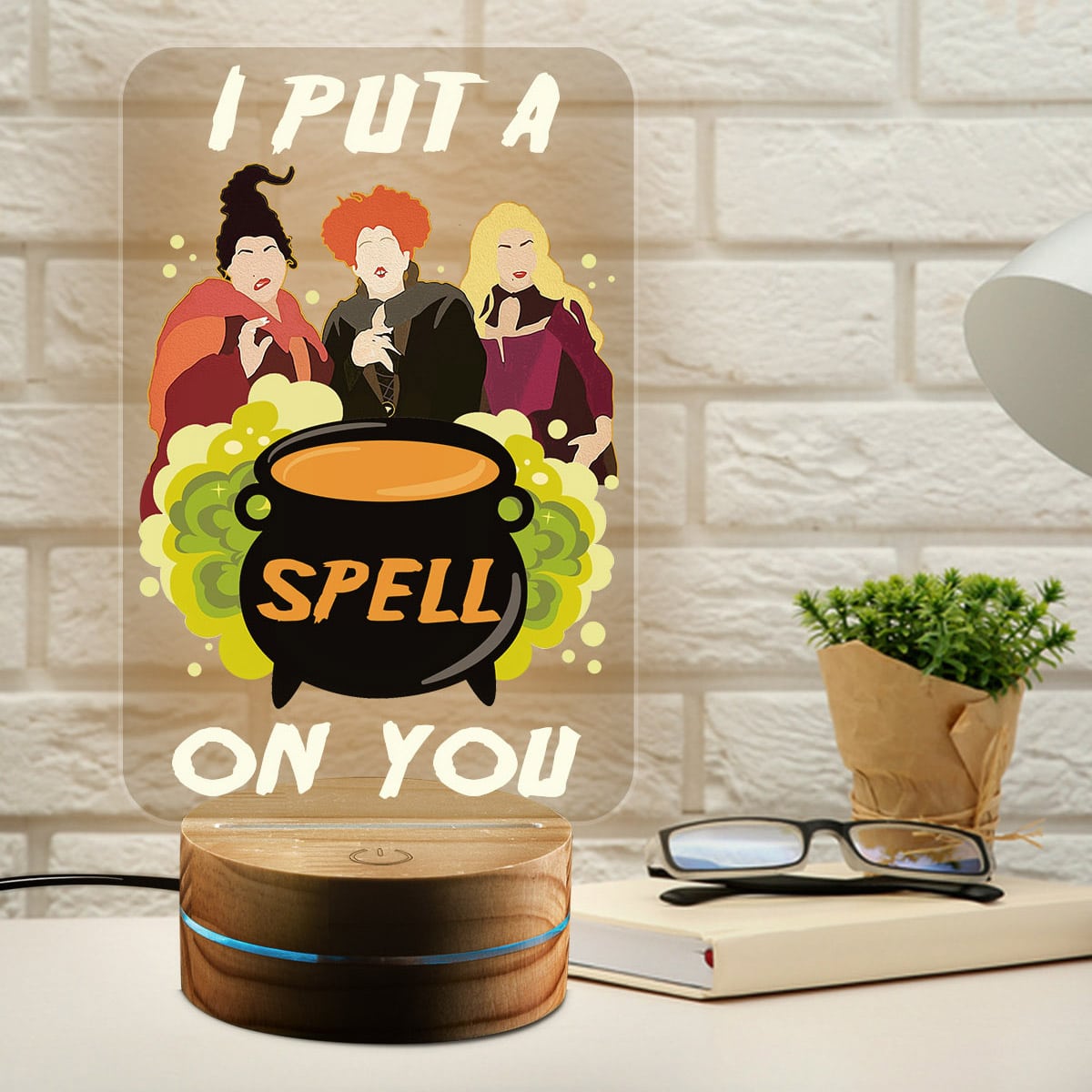 I Put A Spell On You Hocus Three Witches 2D Night Light - Halloween Led Light