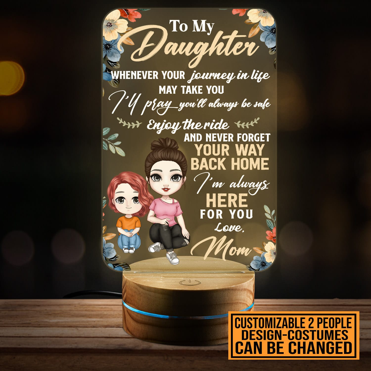 Personalized Mom and Daughter Gift - to My Daughter Whenever Your Journey in Life Night Light Gift from Mom. Daughter Gifts from Mom