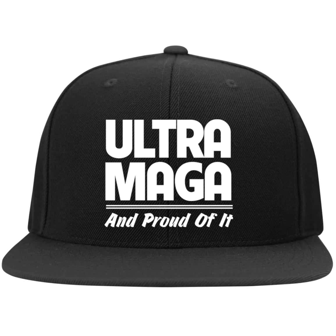 STC19 Flat Bill High-Profile Snapback Hat, Black, Flat Bill Premium Snapback