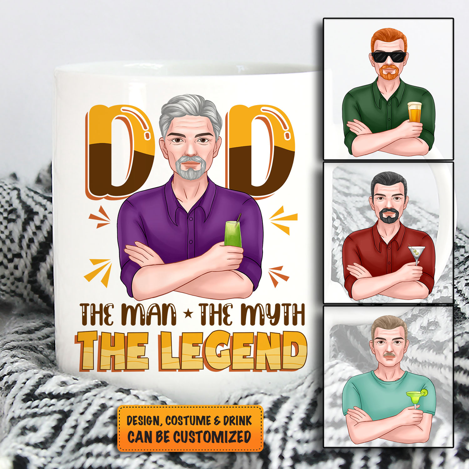 Personalized Dad The Man The Myth The Legend Clipart Ceramic Coffee Mug