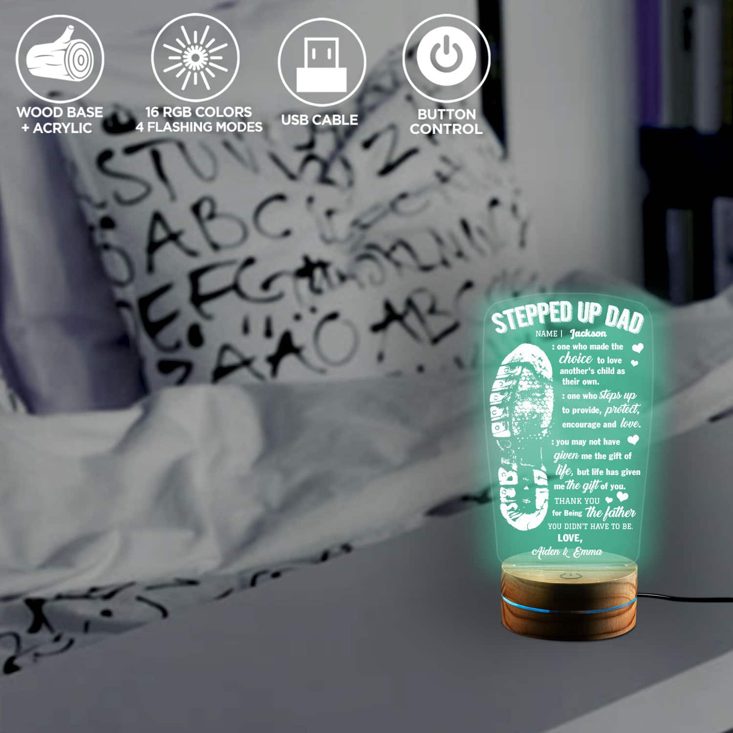 Alternative view of Personalized Stepped Up Dad One Who Made The Choice To Love Another's Child 2D Night Light - Step Dad Gifts