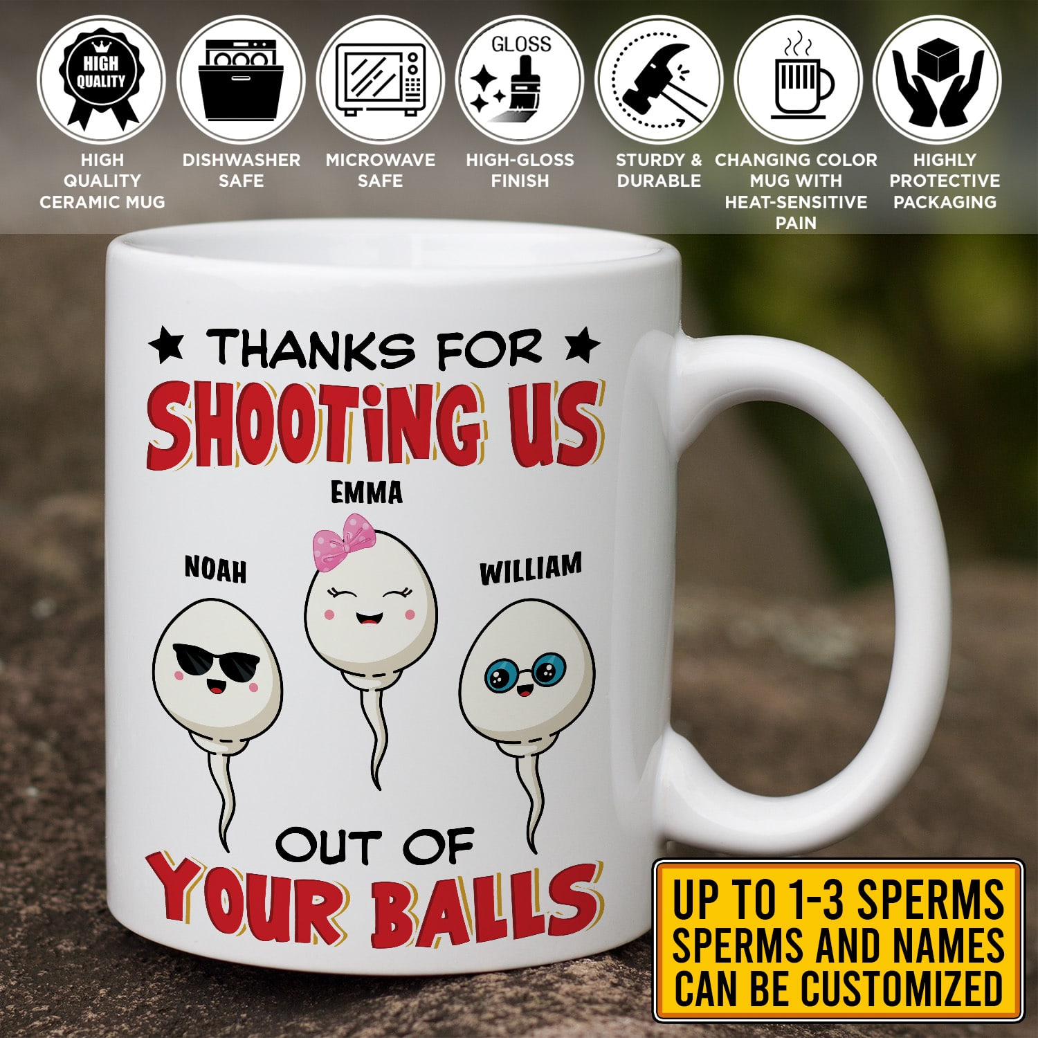Personalized Thanks For Shooting Me Out Of Your Balls Funny Father's Day Ceramic Coffee Mug - Beer Stein