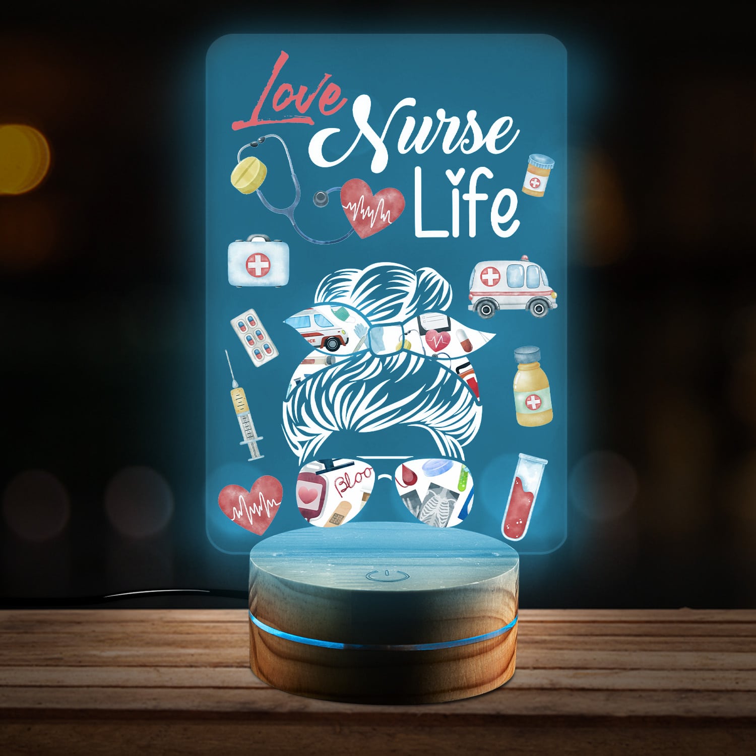 Love Nurse Life Night Light Decor - Nurse Gifts 2D Led Light for Woman