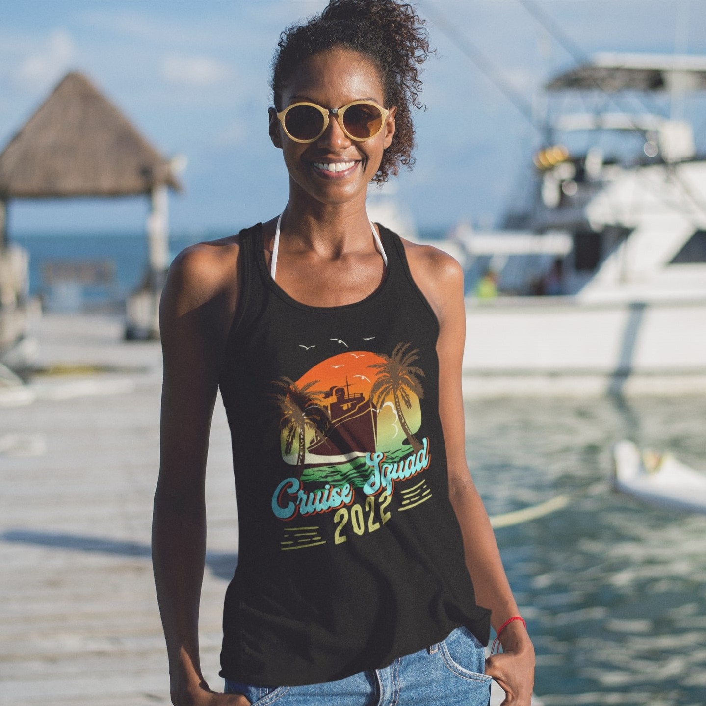 Alternative view of Cruise Squad 2022 Retro Vintage Cotton Tank Top Tee - Ladies Racerback Tank