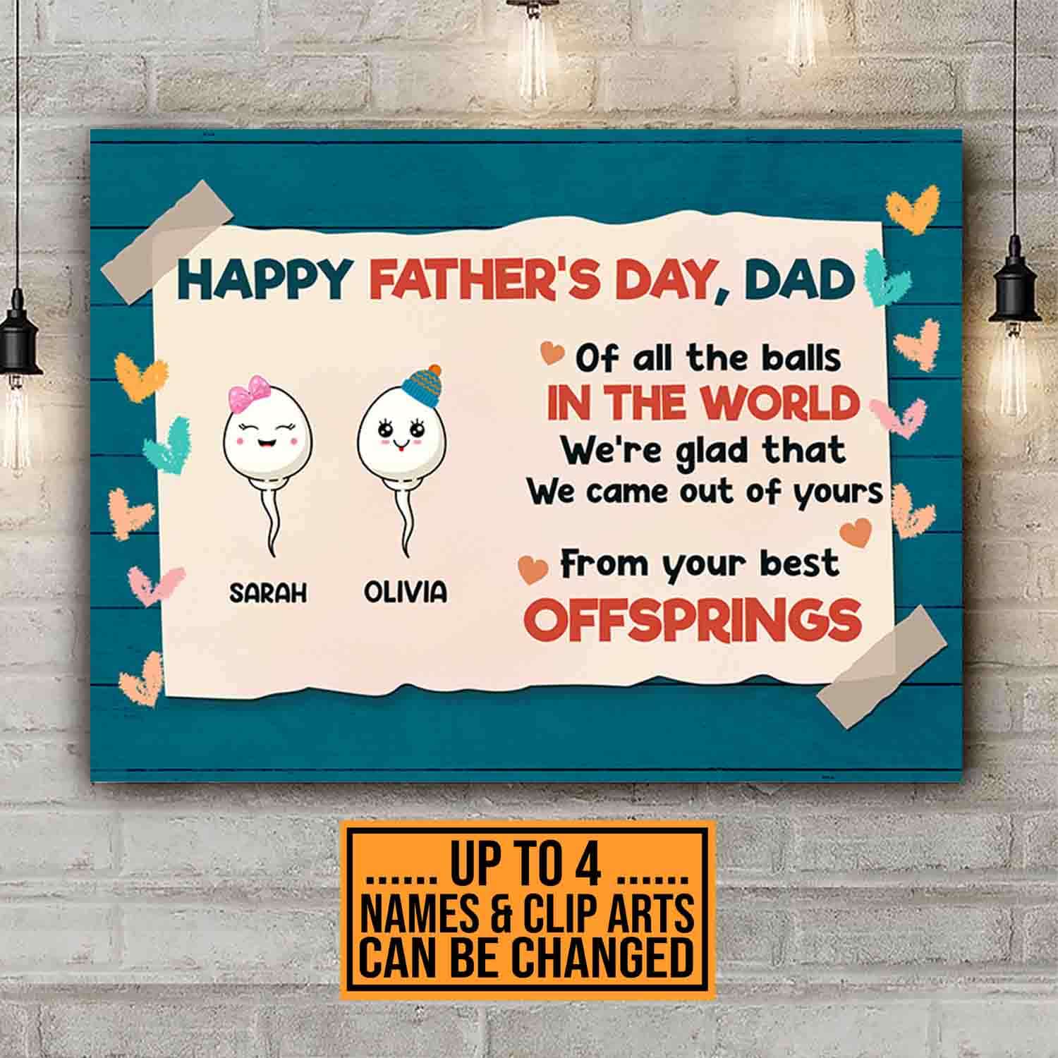 Personalized Happy Father's Day Dad Of Al The Balls In The World Funny Canvas Prints - Unframed Poster