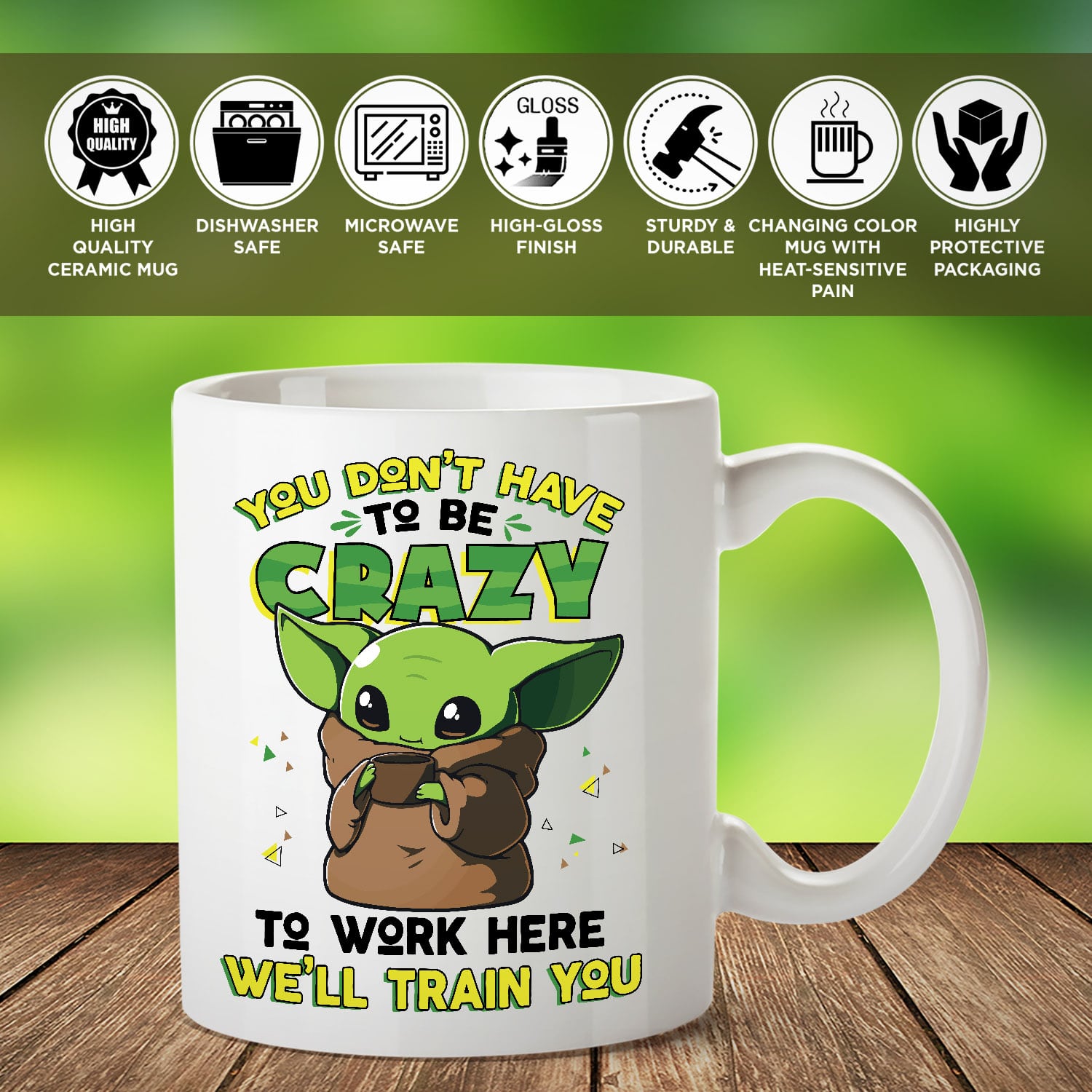 3VT. Yoda You Don't Have To Be Crazy feature mug mk2
