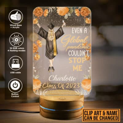 Alternative view of Personalized Class of 2023 Graduation Night Light - Graduation Gifts for Her Him - Custom Character Even A Global Pandemic Grad Led Light