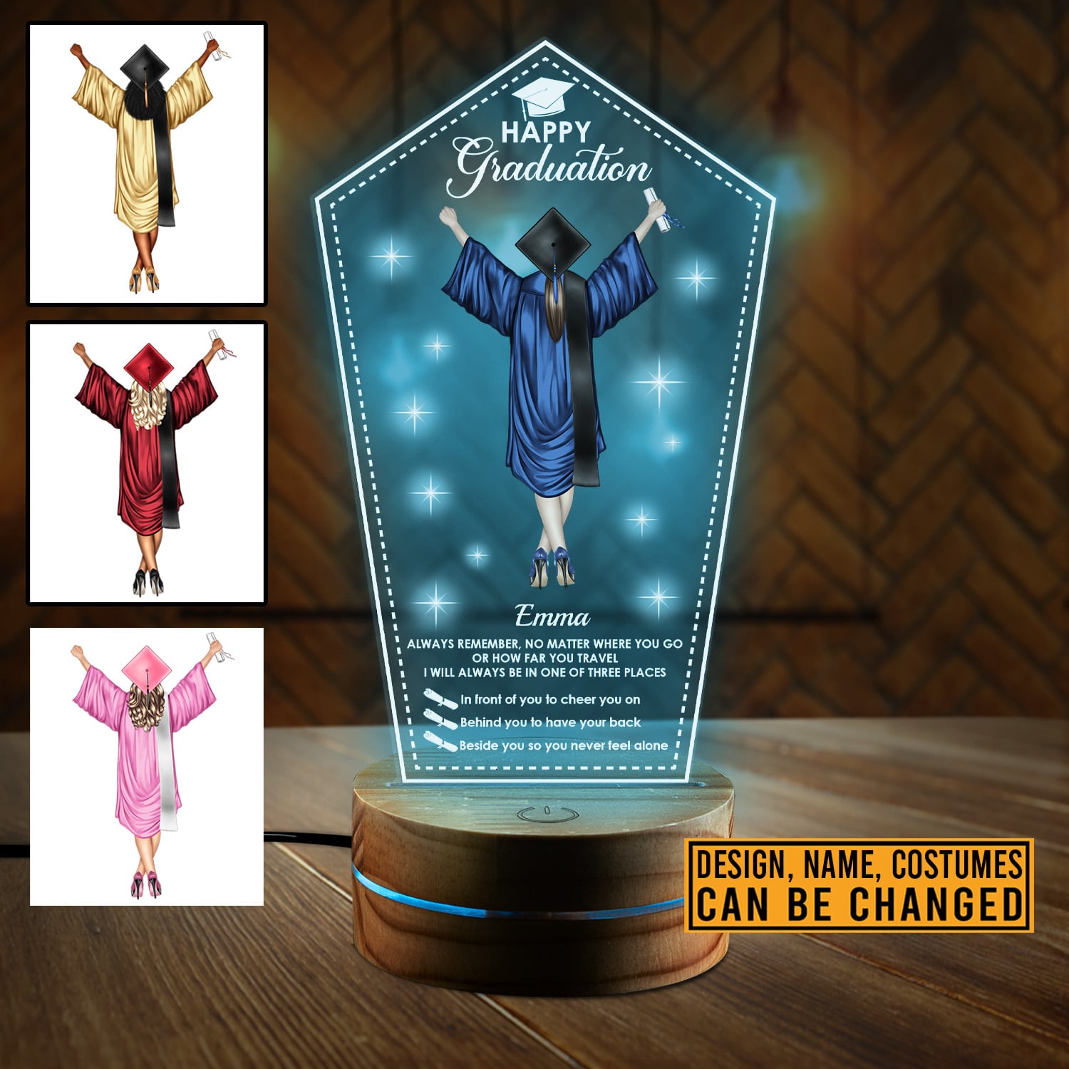 Personalized Happy Graduation Always Remember No Matter Where You Go Night Light Graduation Gift