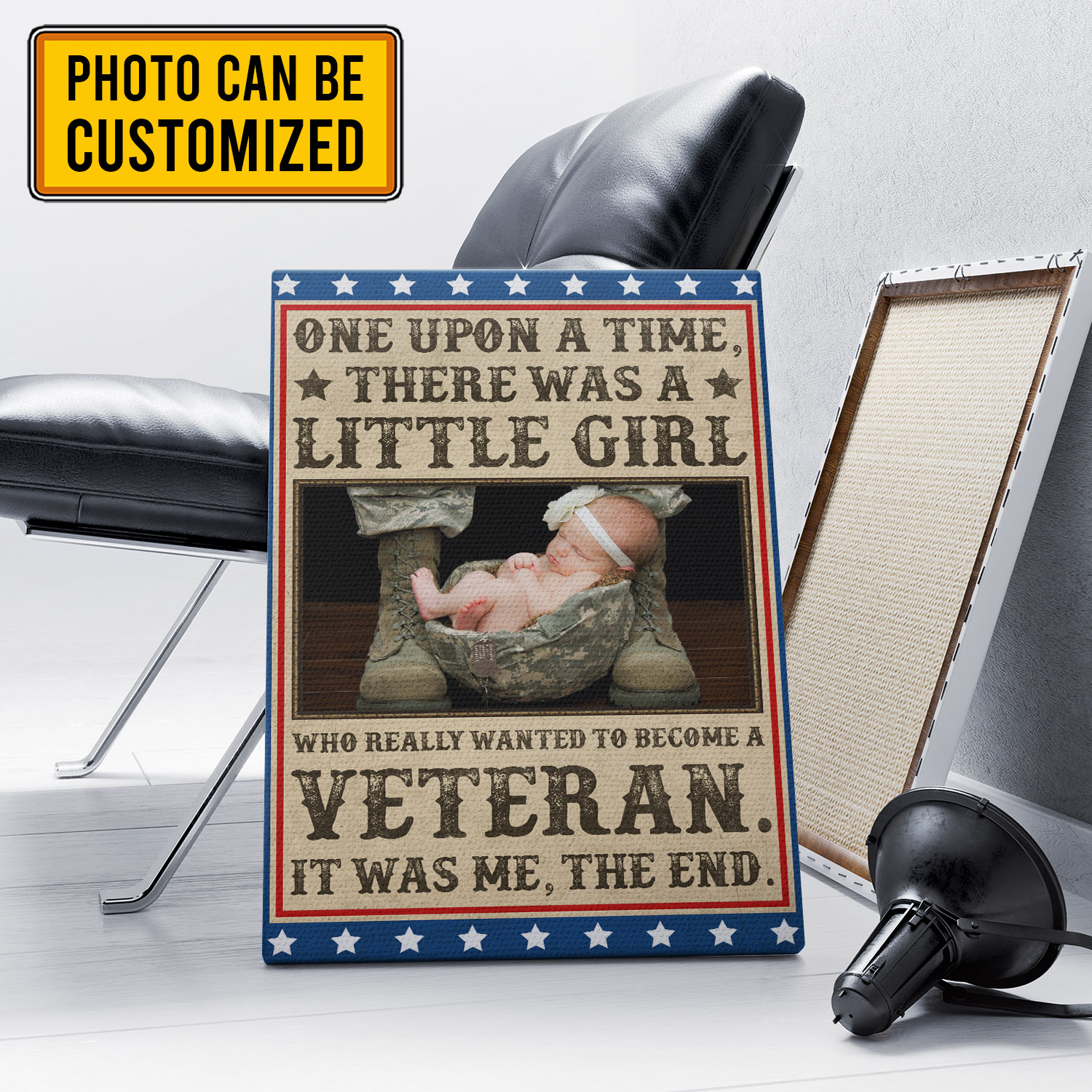 Personalized Once Upon A Time There Was A Little Girl Who Really Wanted To Become A Veteran Canvas - Poster