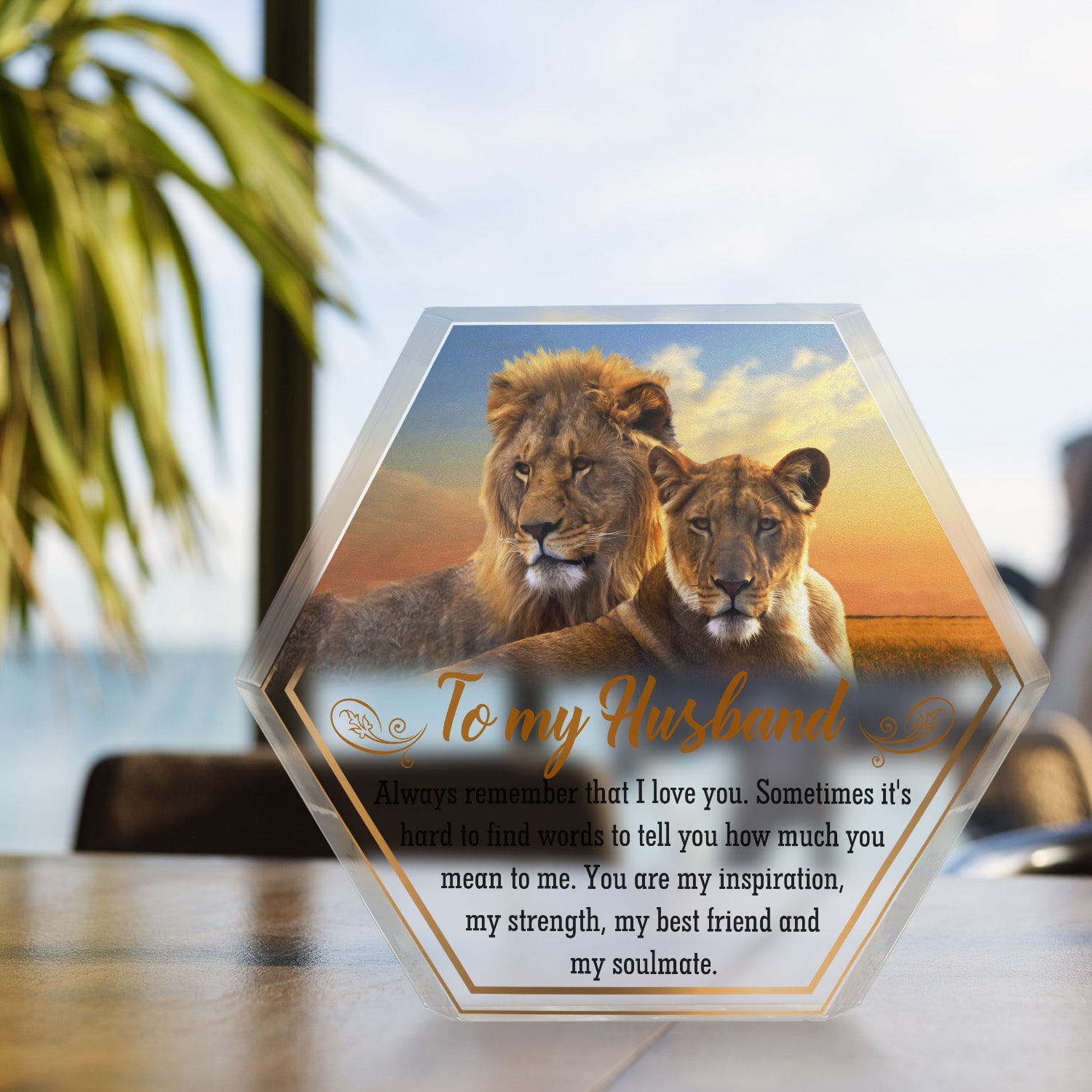 To My Husband Always Remember That I Love You Hexagon Acrylic Plaque Anniversary Wedding Gift