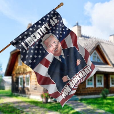 Alternative view of I Identify as Non-Bidenary Anti Biden Outdoor Indoor Decorative Garden Flag - House Flag - Wall Flag