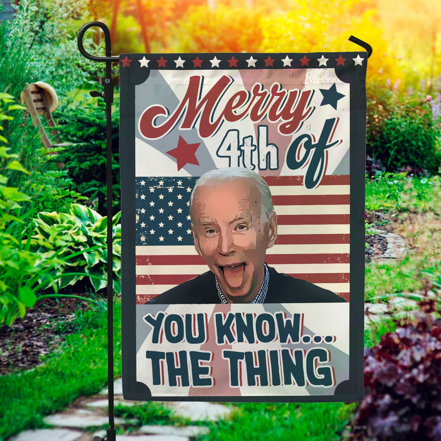 5VT. Biden Merry 4th Of (30x40) Garden Flag Mockup 1