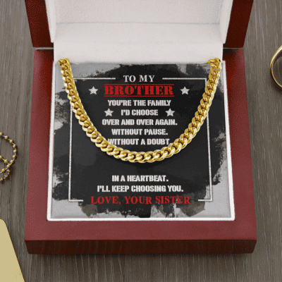 To My Brother You're The Family I'd Choose Over And Over Again Cuban Link Chain Necklace