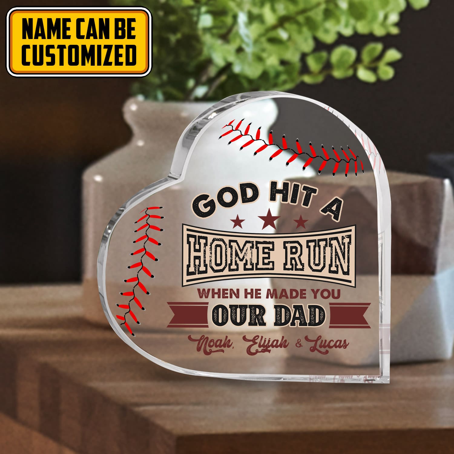 6VT. Dad God Hit A Home Run heart plaque mk2